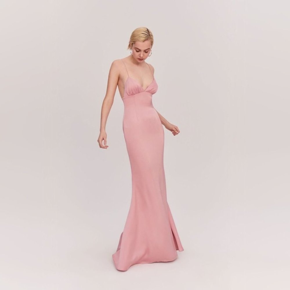 Fame and Partners Trine Silk Dress Pale Pink Size 4